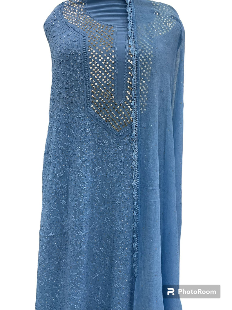 Beautiful Designer Lucknowi Chikankari Mukesh Work Salwar Suit