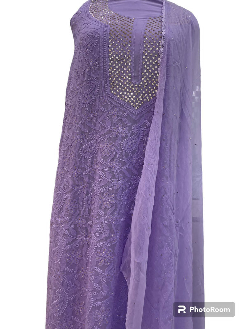 Beautiful Designer Lucknowi Chikankari Mukesh Work Salwar Suit