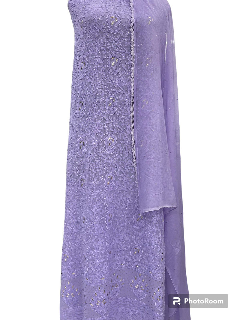 Beautiful Designer Lucknowi Chikankari Mukesh Work Salwar Suit