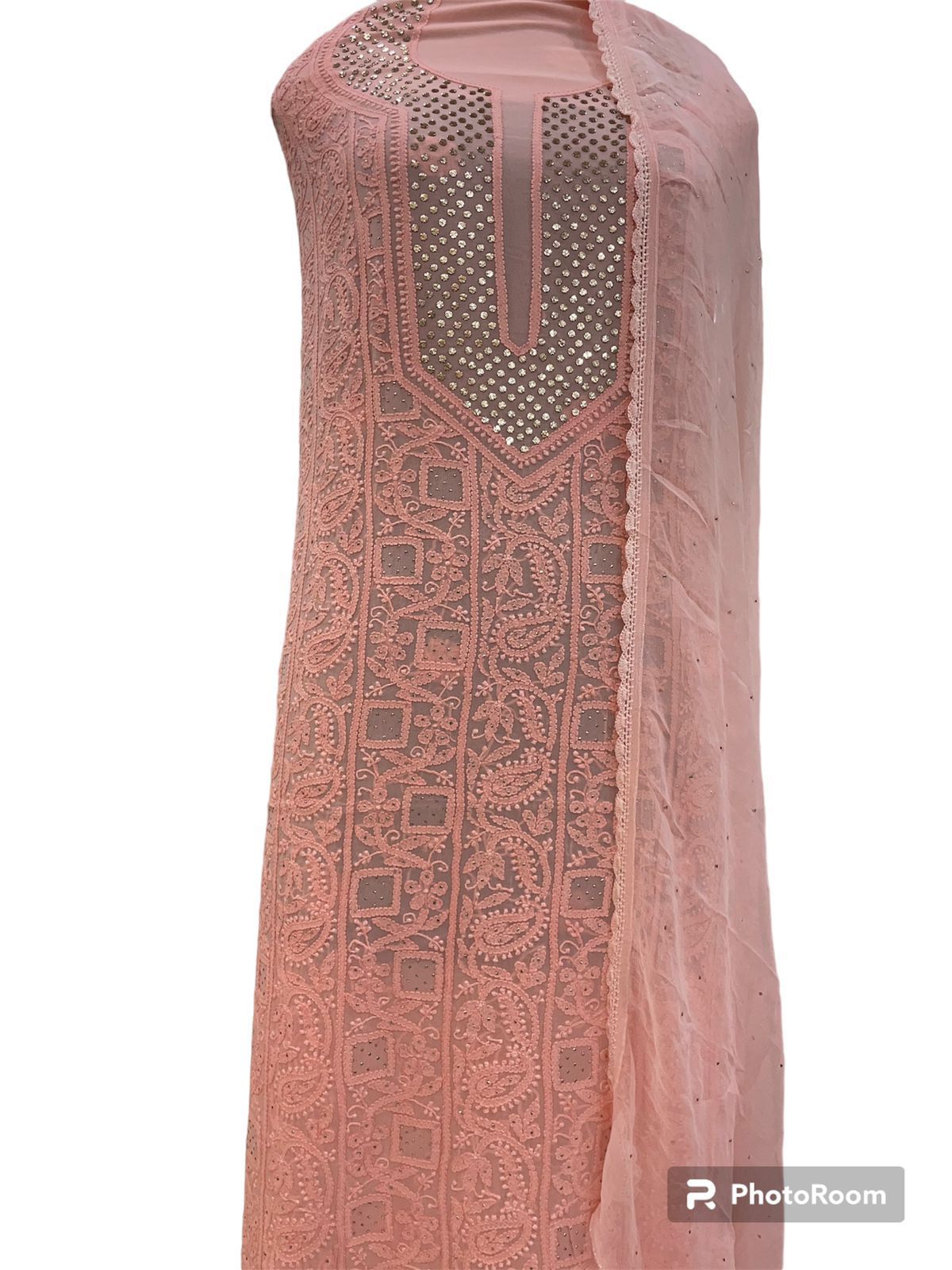 Beautiful Designer Lucknowi Chikankari Mukesh Work Salwar Suit