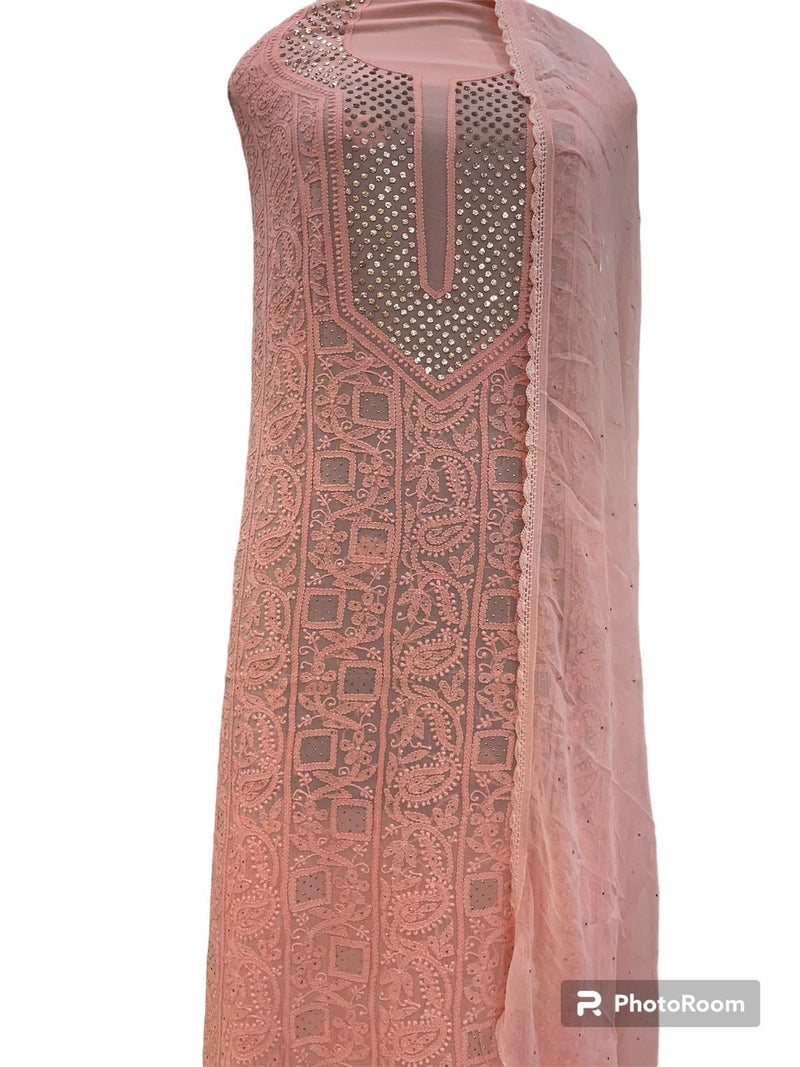 Beautiful Designer Lucknowi Chikankari Mukesh Work Salwar Suit