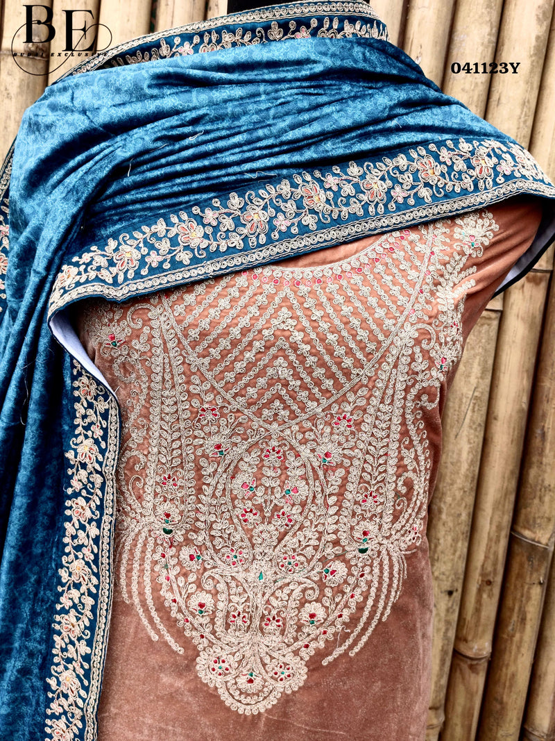 Beautiful Designer Lucknowi Chikankari Velvet Salwar Suit