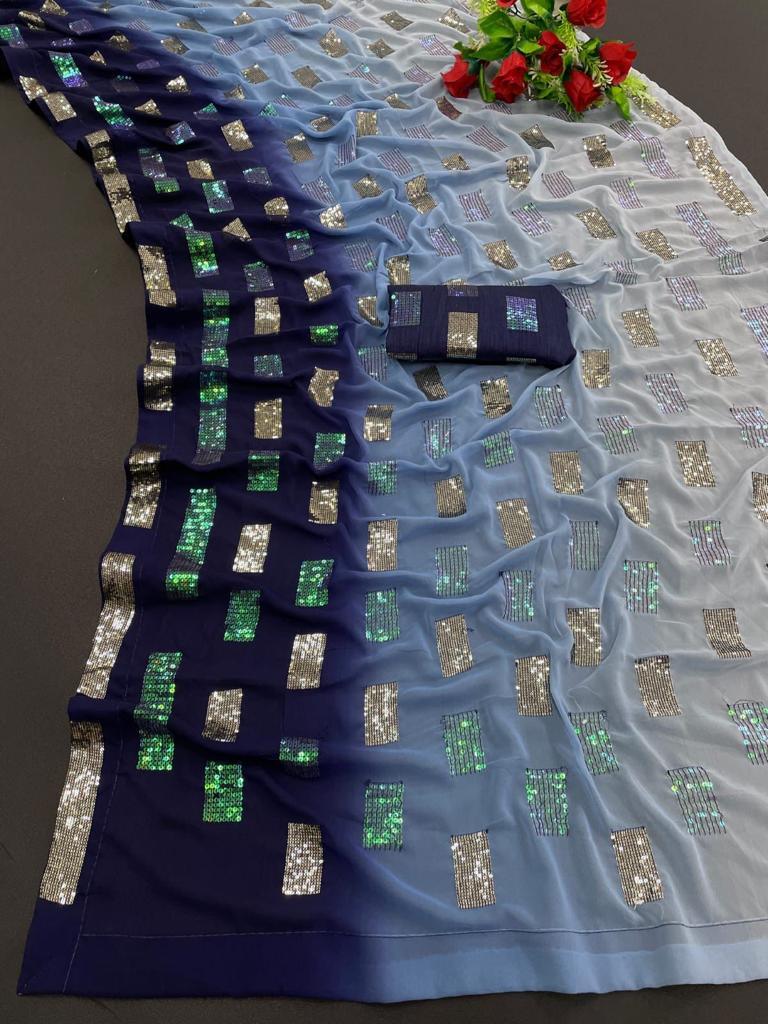 Beautiful Designer Rangoli Silk Sequence Saree