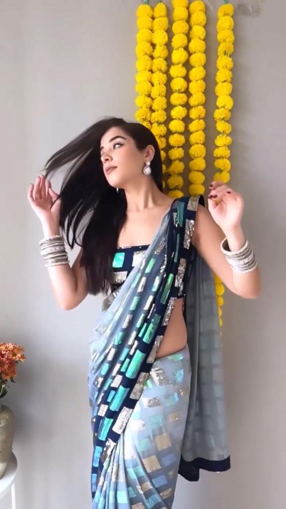 Beautiful Designer Rangoli Silk Sequence Saree