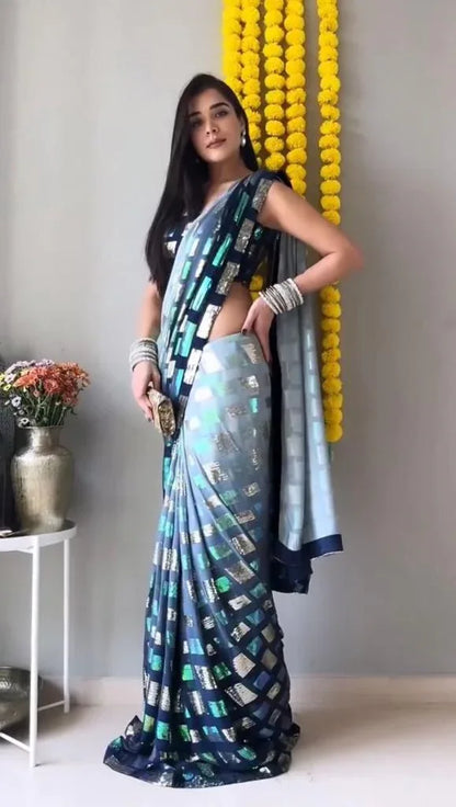 Beautiful Designer Rangoli Silk Sequence Saree