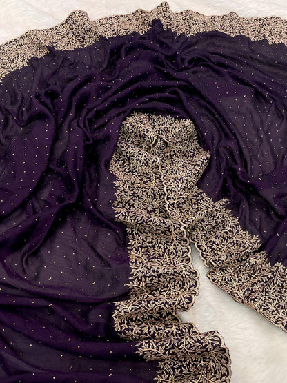 Beautiful Designer Georgette Vichitra Zari Saree