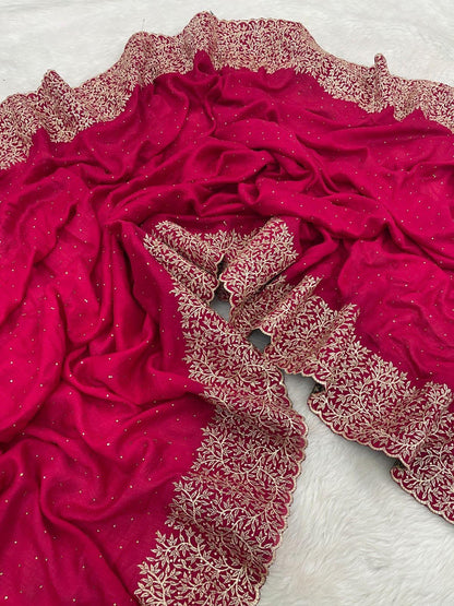 Beautiful Designer Georgette Vichitra Zari Saree