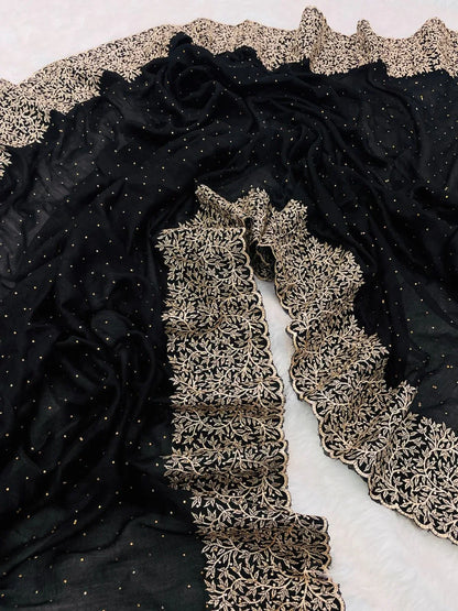 Beautiful Designer Georgette Vichitra Zari Saree