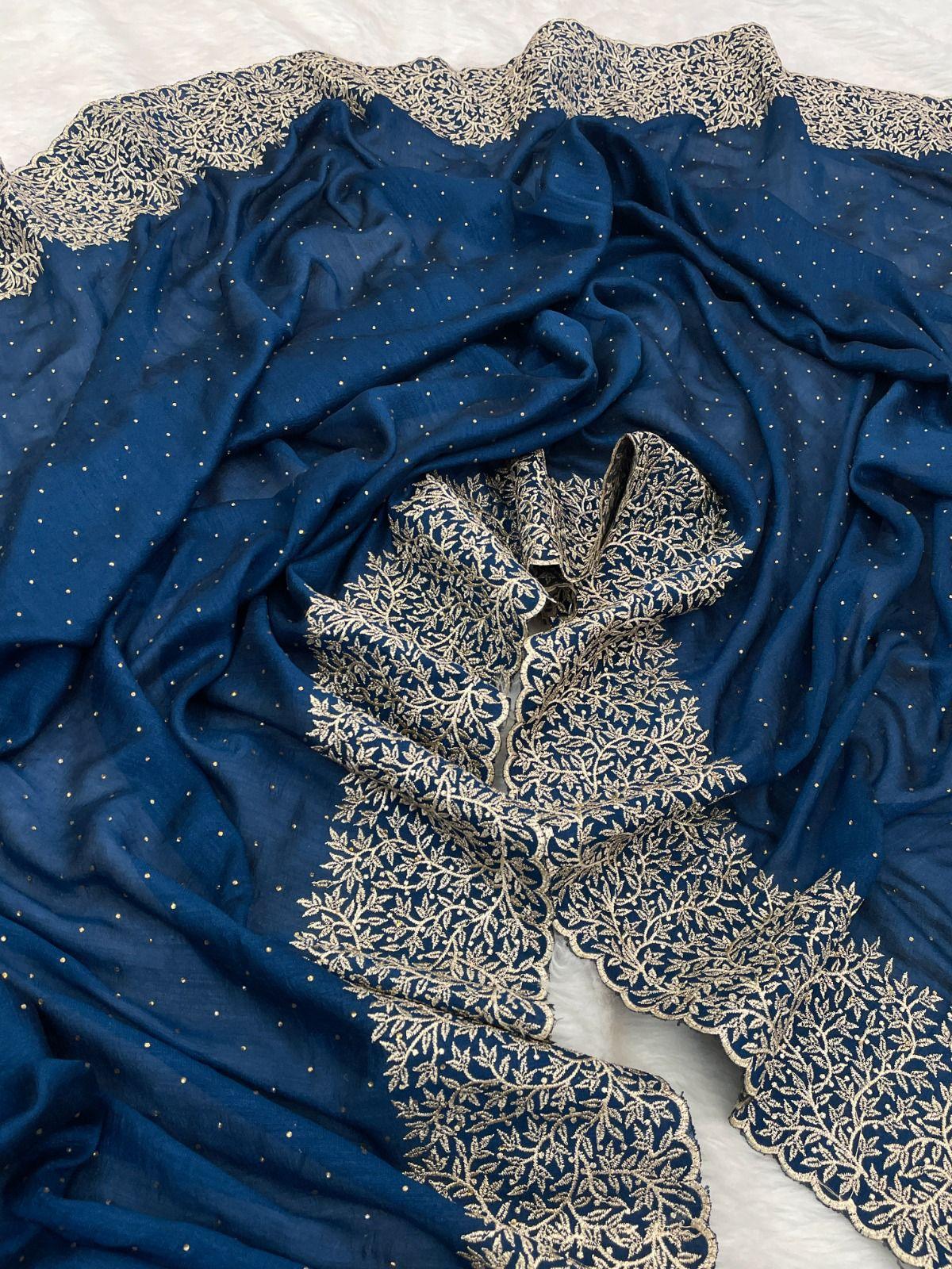 Beautiful Designer Georgette Vichitra Zari Saree