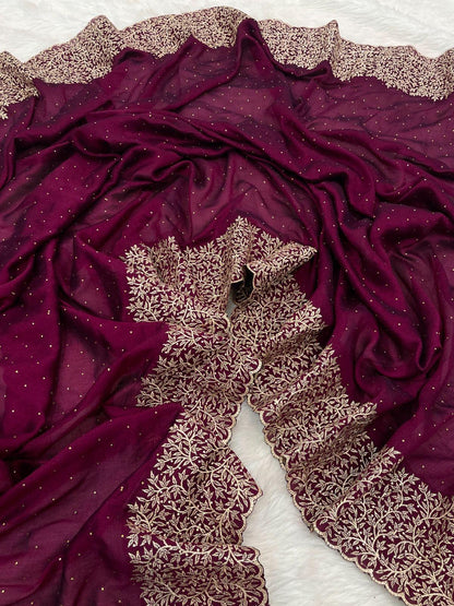 Beautiful Designer Georgette Vichitra Zari Saree