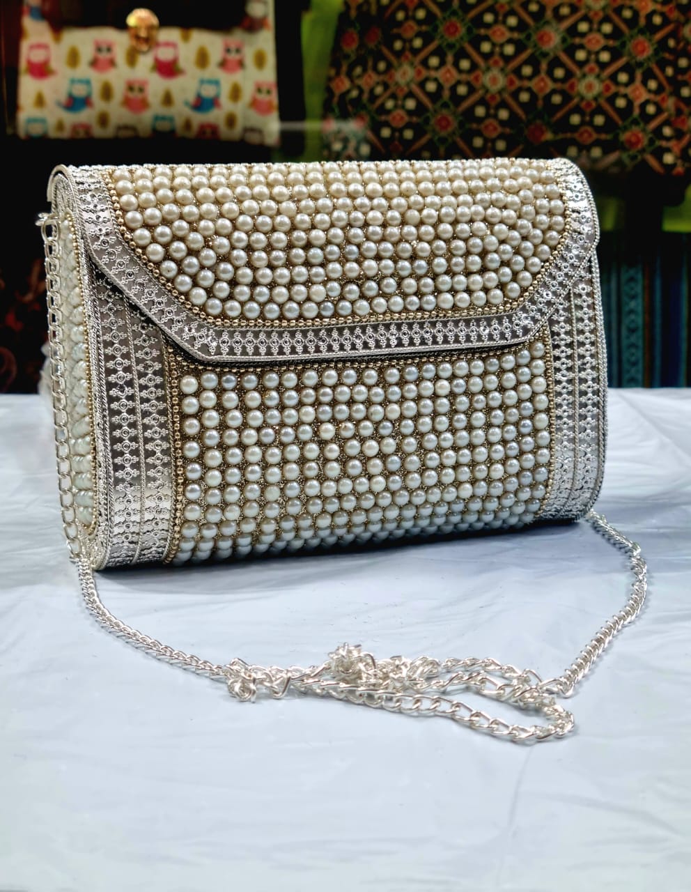 Beautiful Party Wear Metal Box Clutch