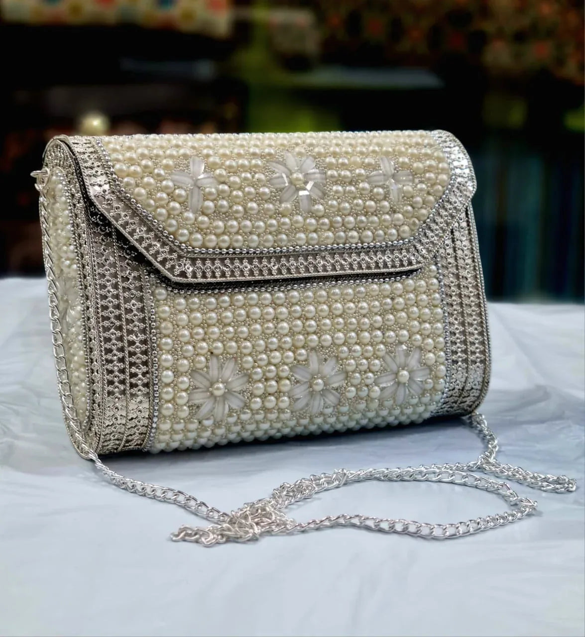Beautiful Party Wear Metal Box Clutch