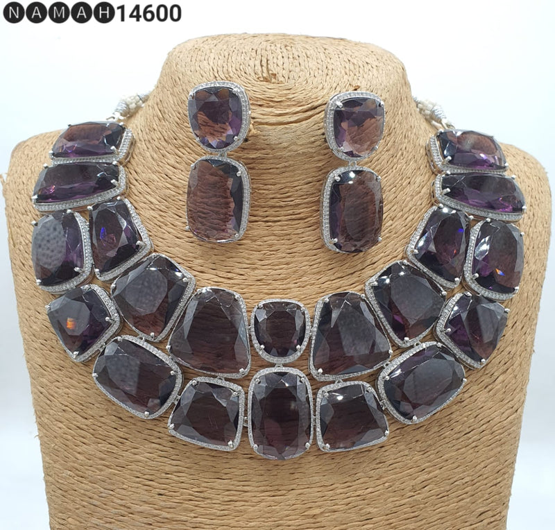 Beautiful Antique Stone Necklace with Earrings Jewellery