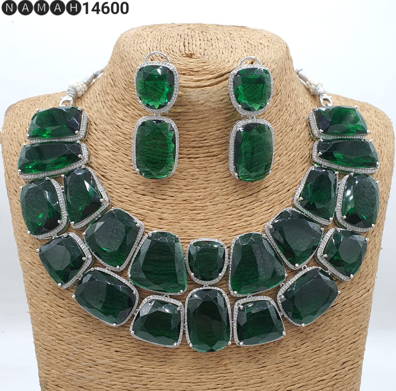Beautiful Antique Stone Necklace with Earrings Jewellery