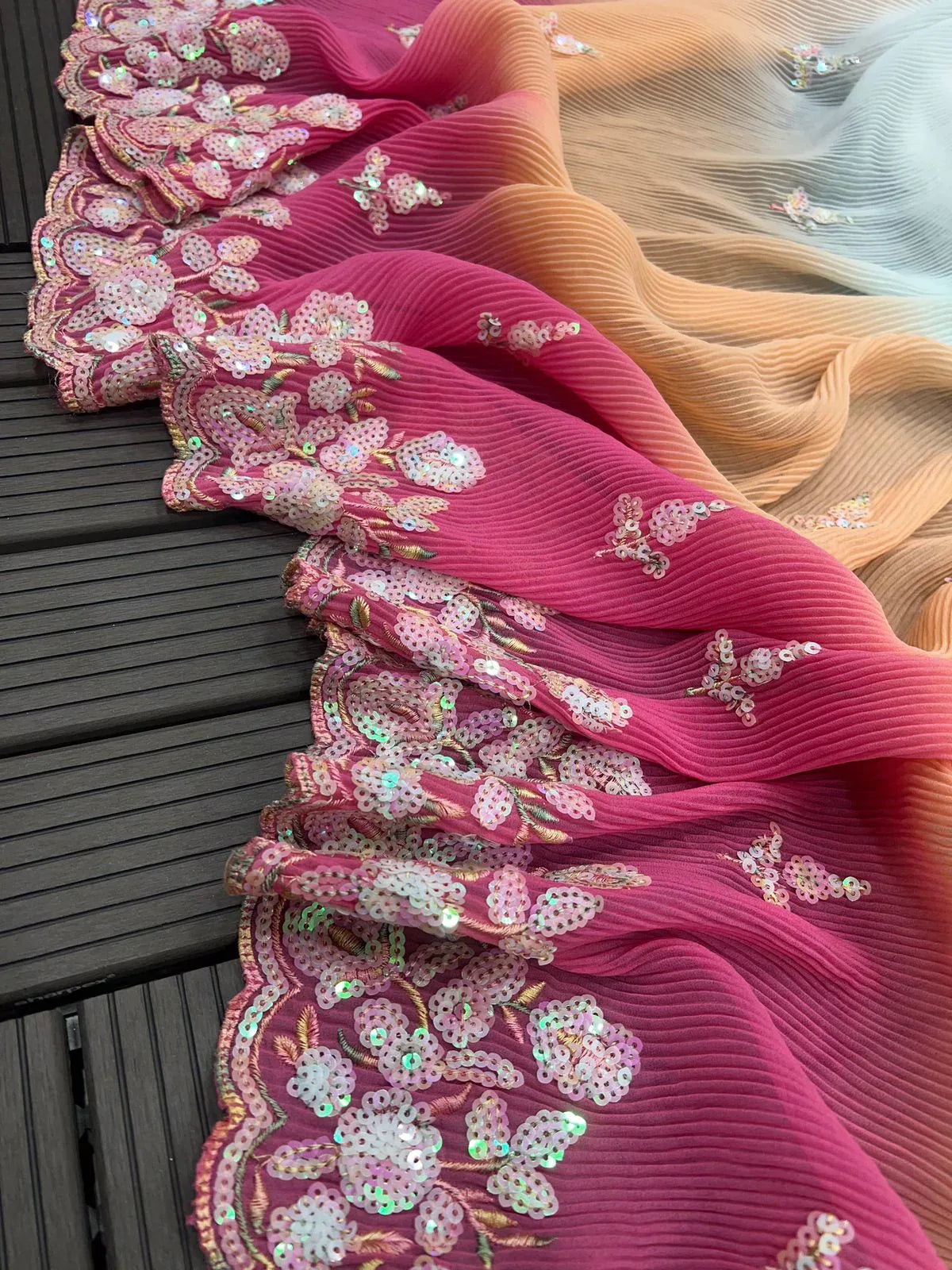 Beautiful Designer Soft Crush Multi Color Georgette Saree