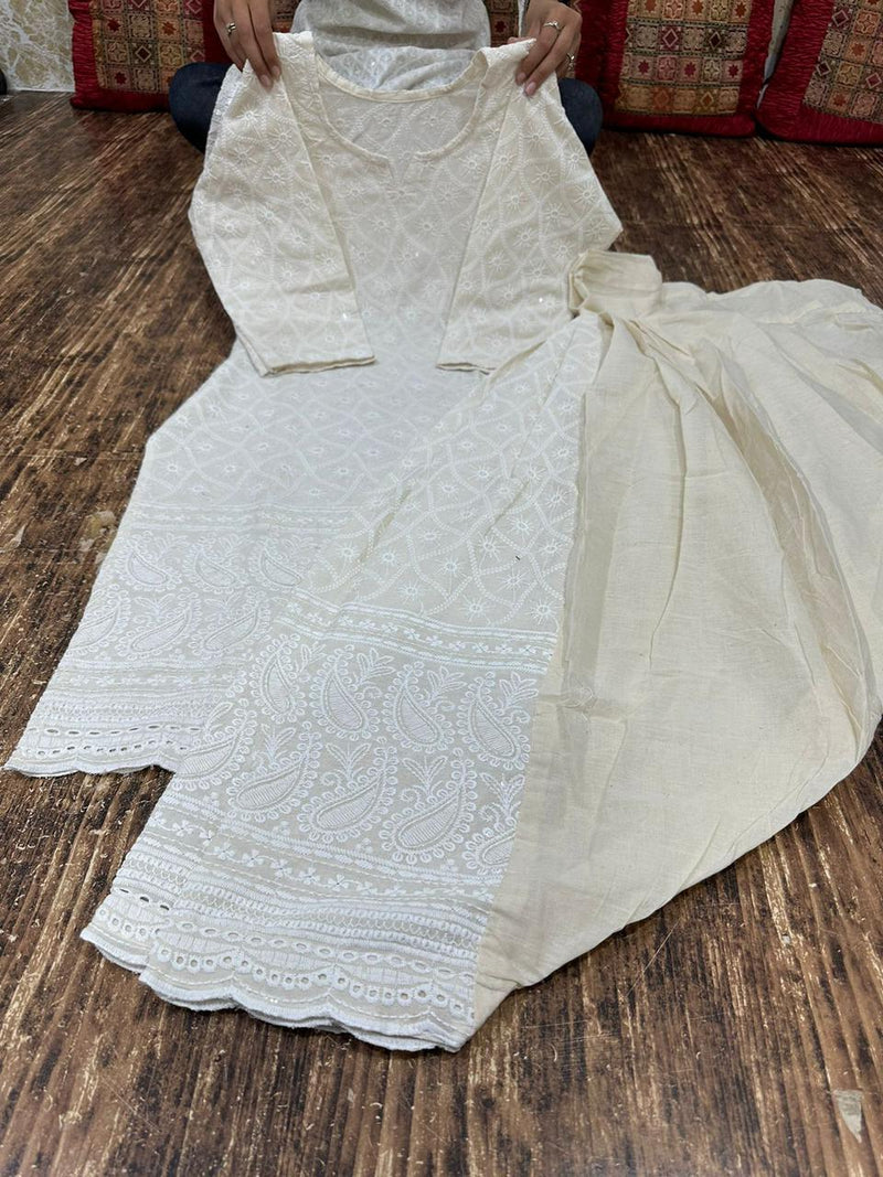 Beautiful Designer Chikankari  Kurti Salwar Co Ord Set