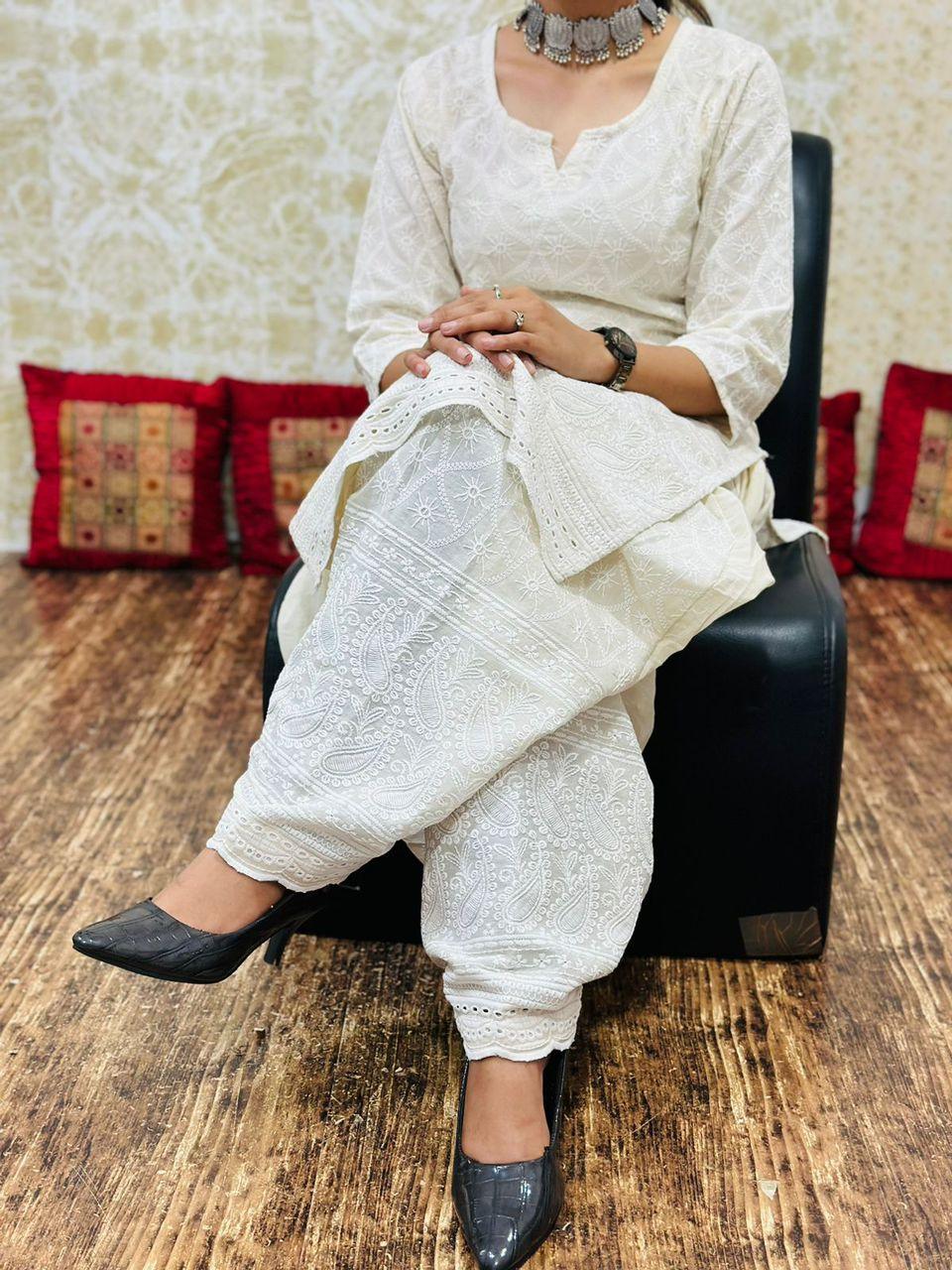Beautiful Designer Chikankari  Kurti Salwar Co Ord Set