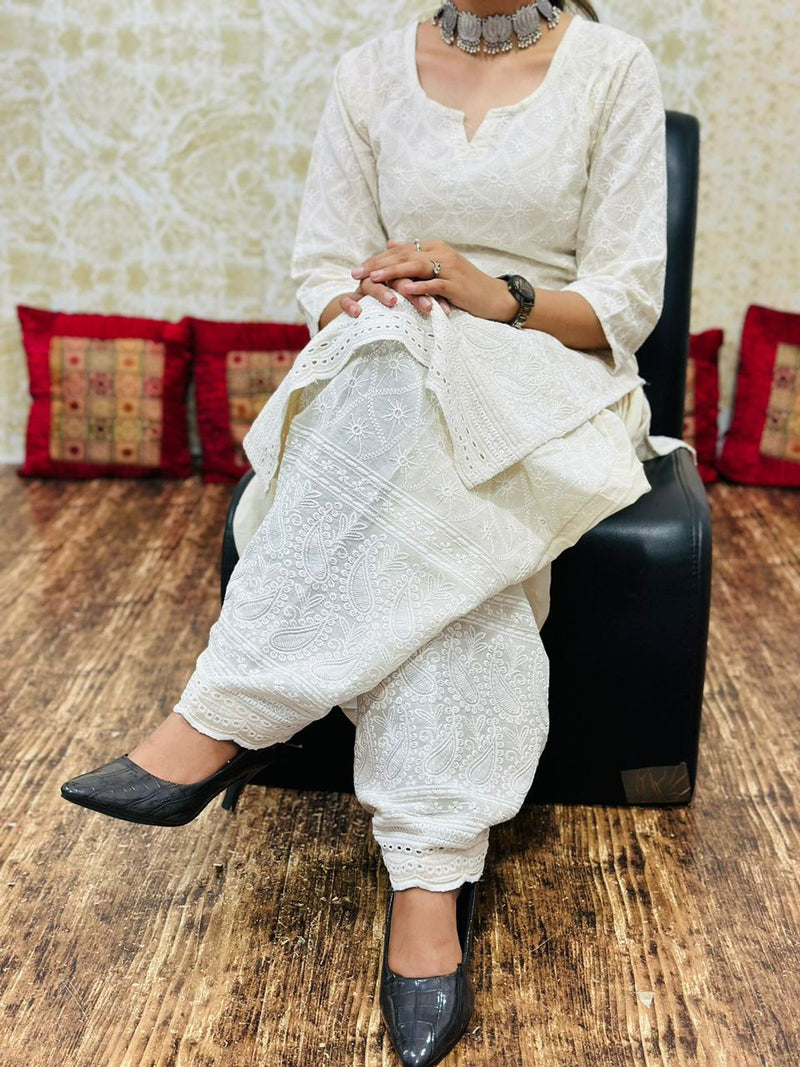 Beautiful Designer Chikankari  Kurti Salwar Co Ord Set