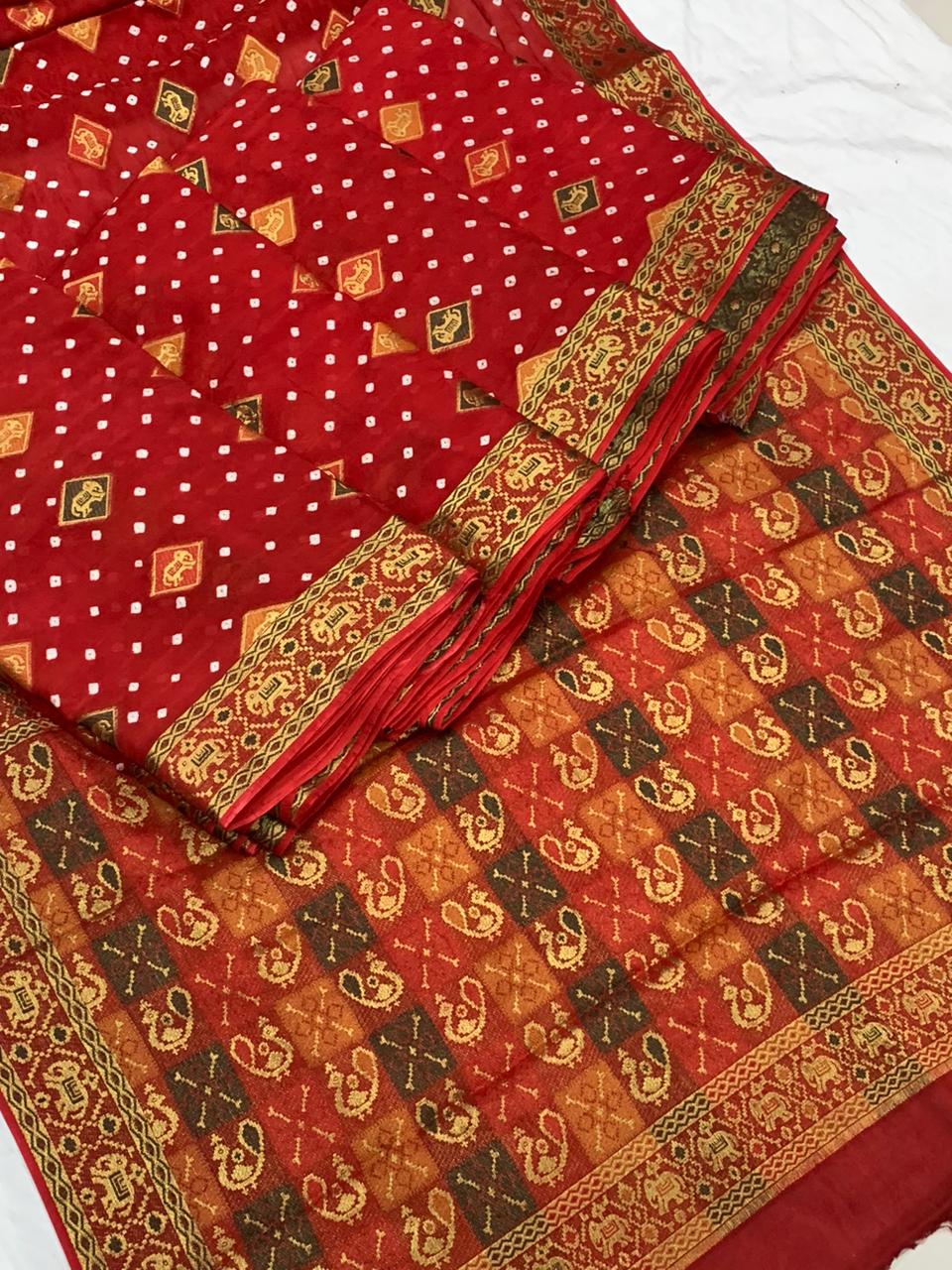 Beautiful Boutique Designer Pure Bandhej Saree