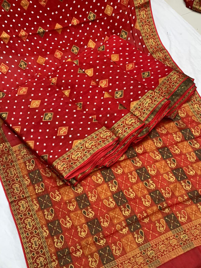 Beautiful Boutique Designer Pure Bandhej Saree