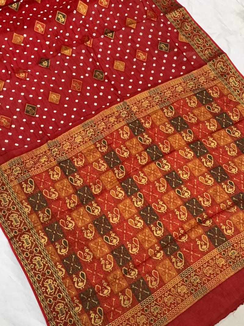 Beautiful Boutique Designer Pure Bandhej Saree