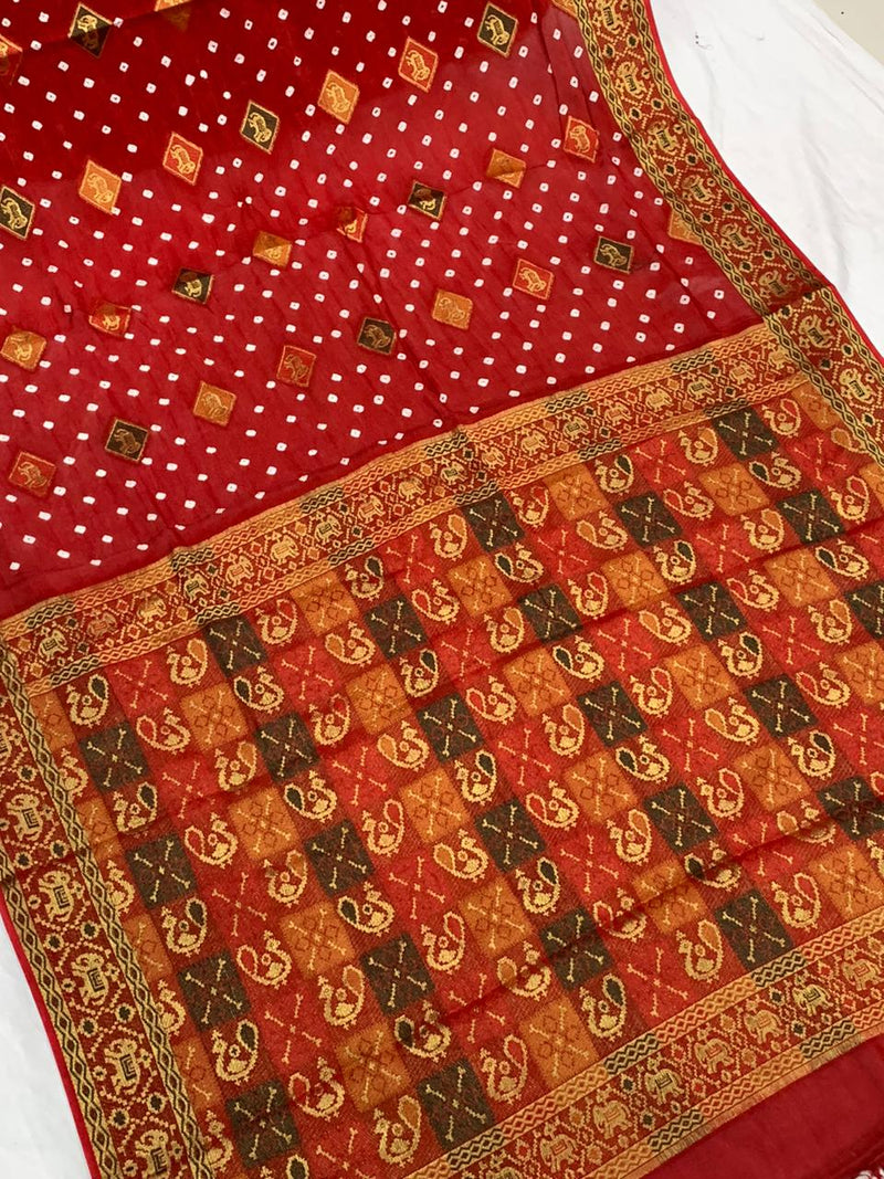 Beautiful Boutique Designer Pure Bandhej Saree