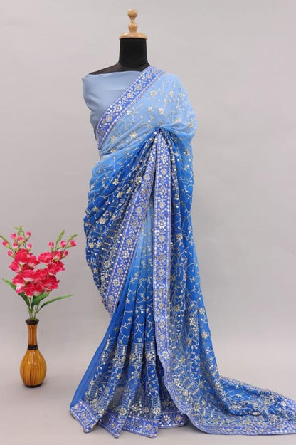 Beautiful Designer Soft Organza Sequence Saree