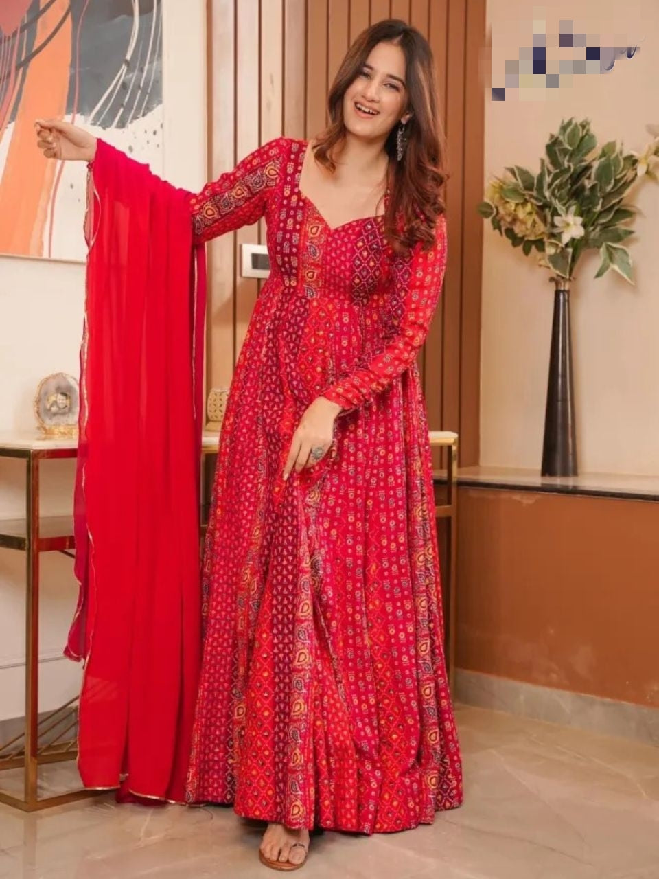 Muskaan Heavy Designer Red Anarkali Gown