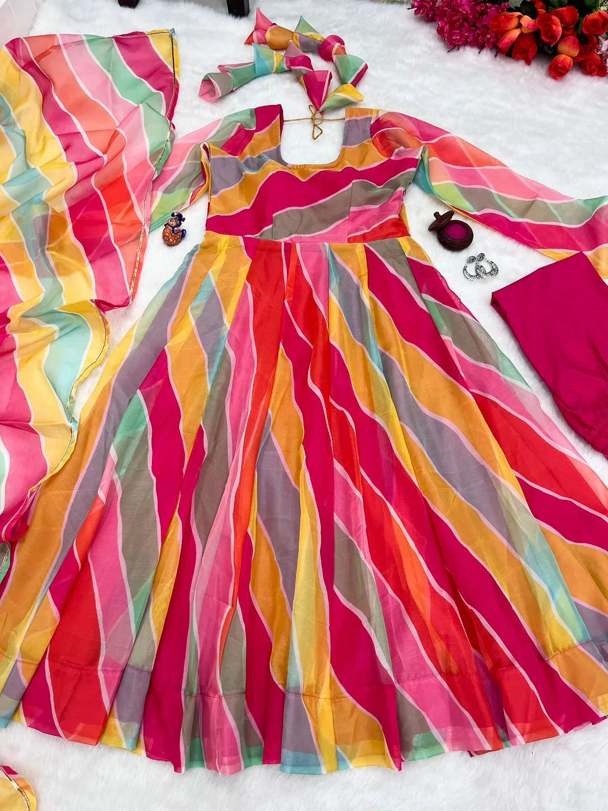 Party Wear Look Organza Taby Silk Gown