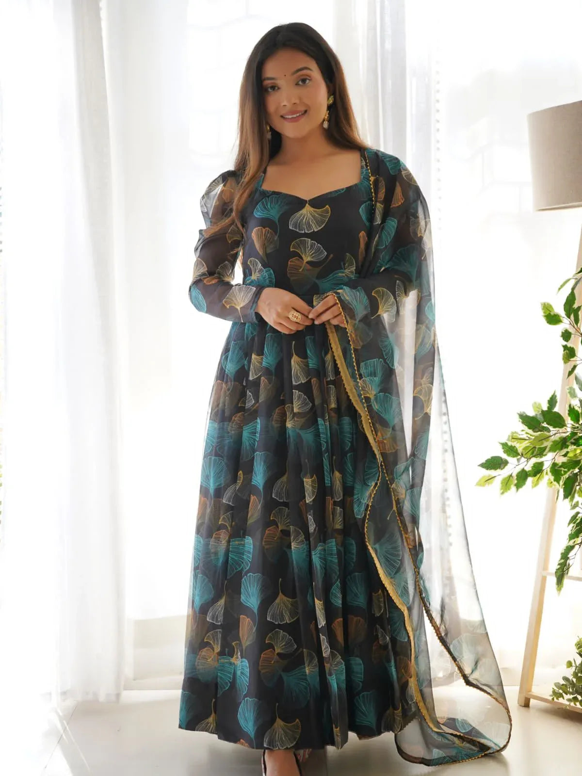 Party Wear Look Organza Taby Silk Gown