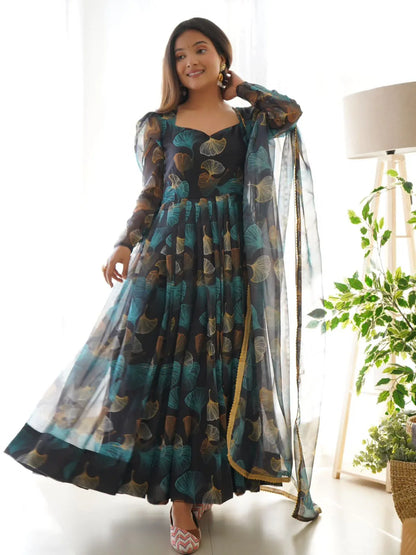 Party Wear Look Organza Taby Silk Gown