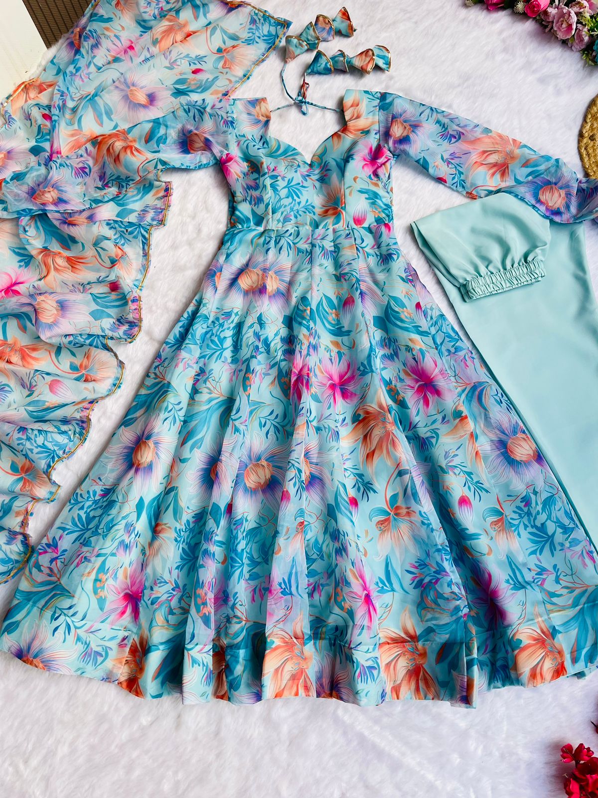 Party Wear Look Organza Taby Silk Gown