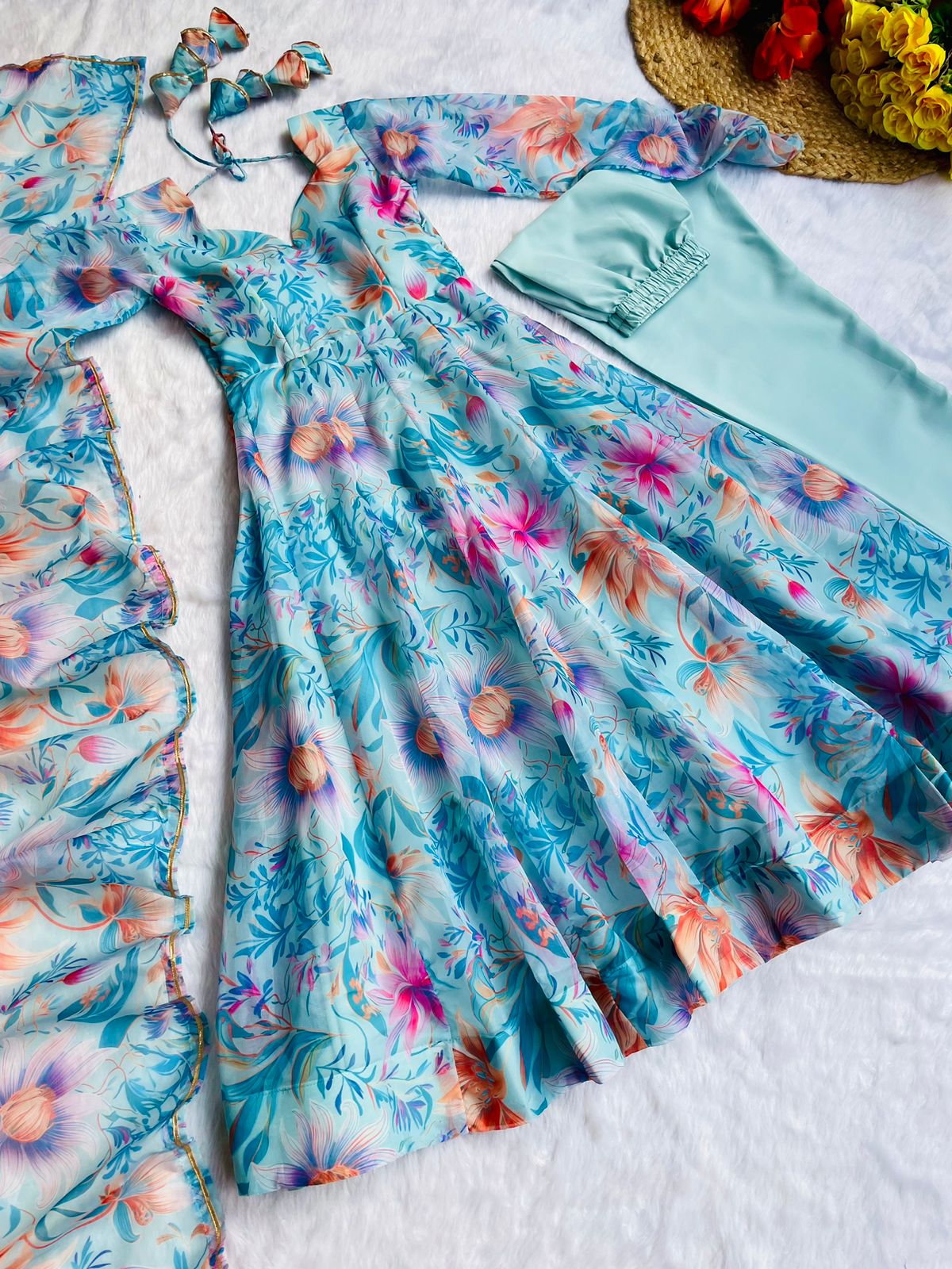 Party Wear Look Organza Taby Silk Gown