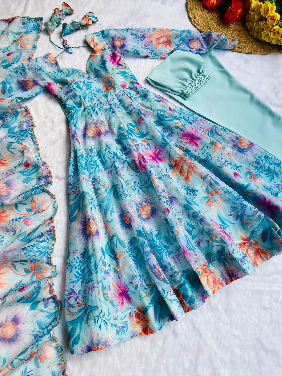 Party Wear Look Organza Taby Silk Gown