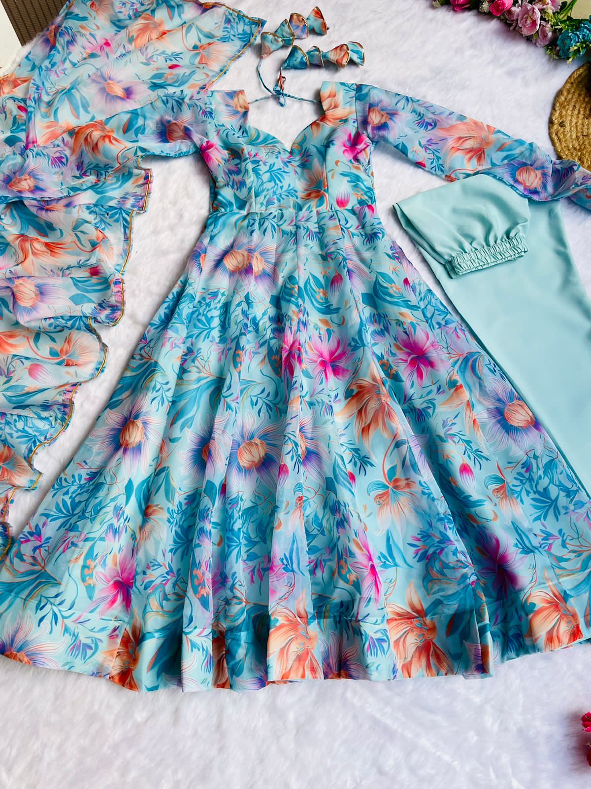 Party Wear Look Organza Taby Silk Gown