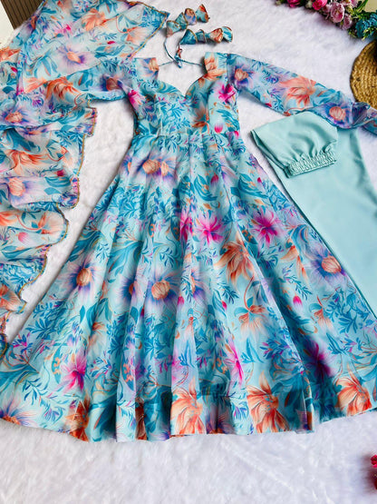 Party Wear Look Organza Taby Silk Gown