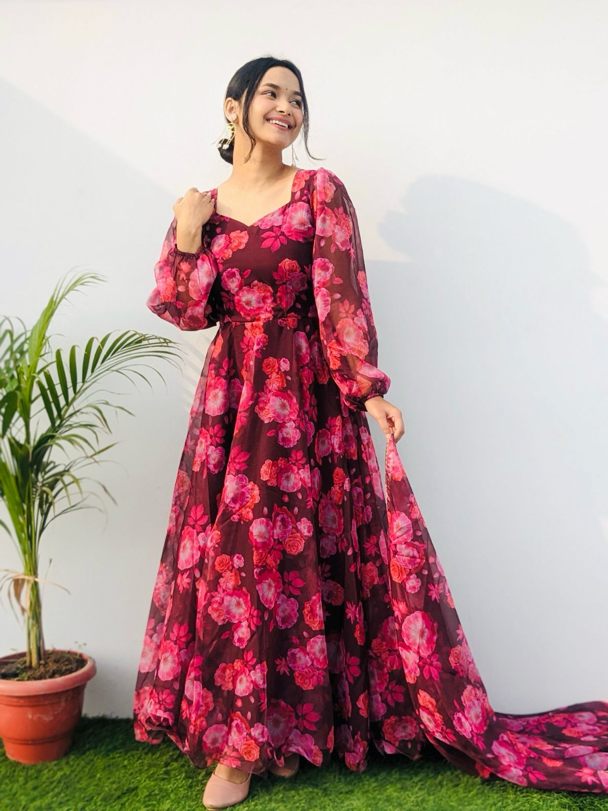 Party Wear Look Organza Taby Silk Gown