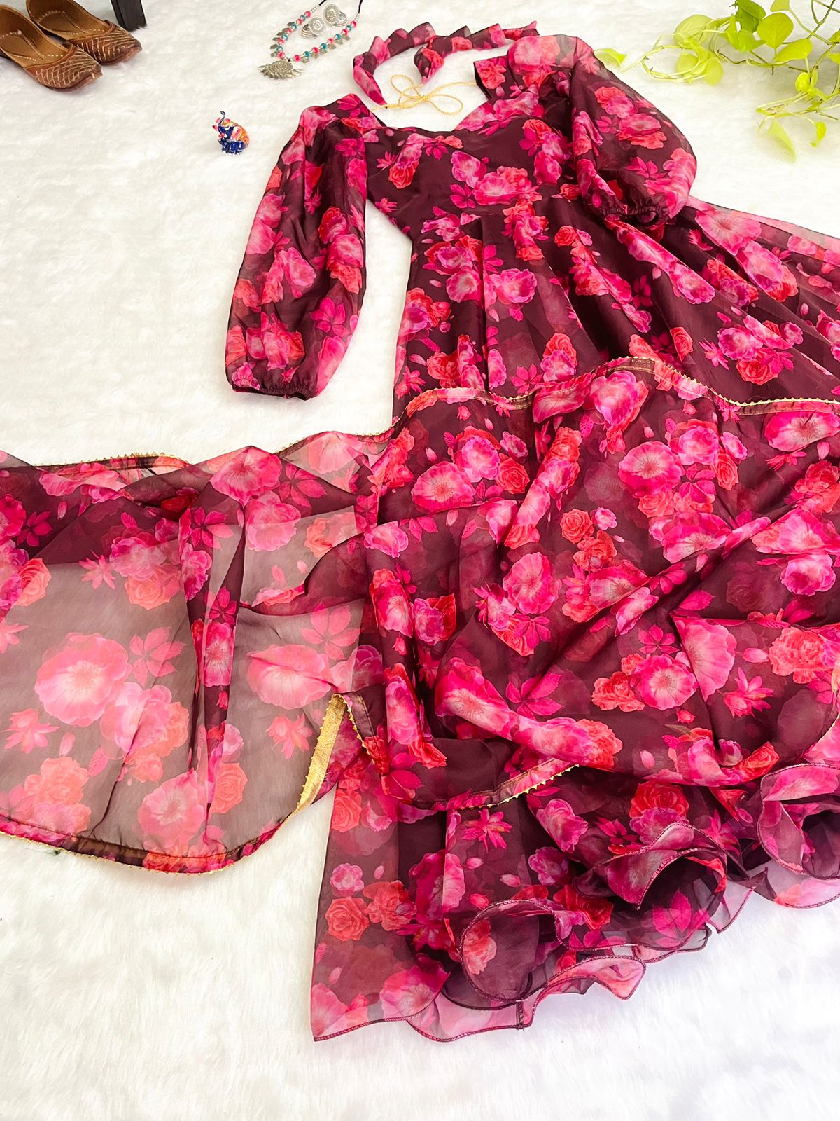 Party Wear Look Organza Taby Silk Gown