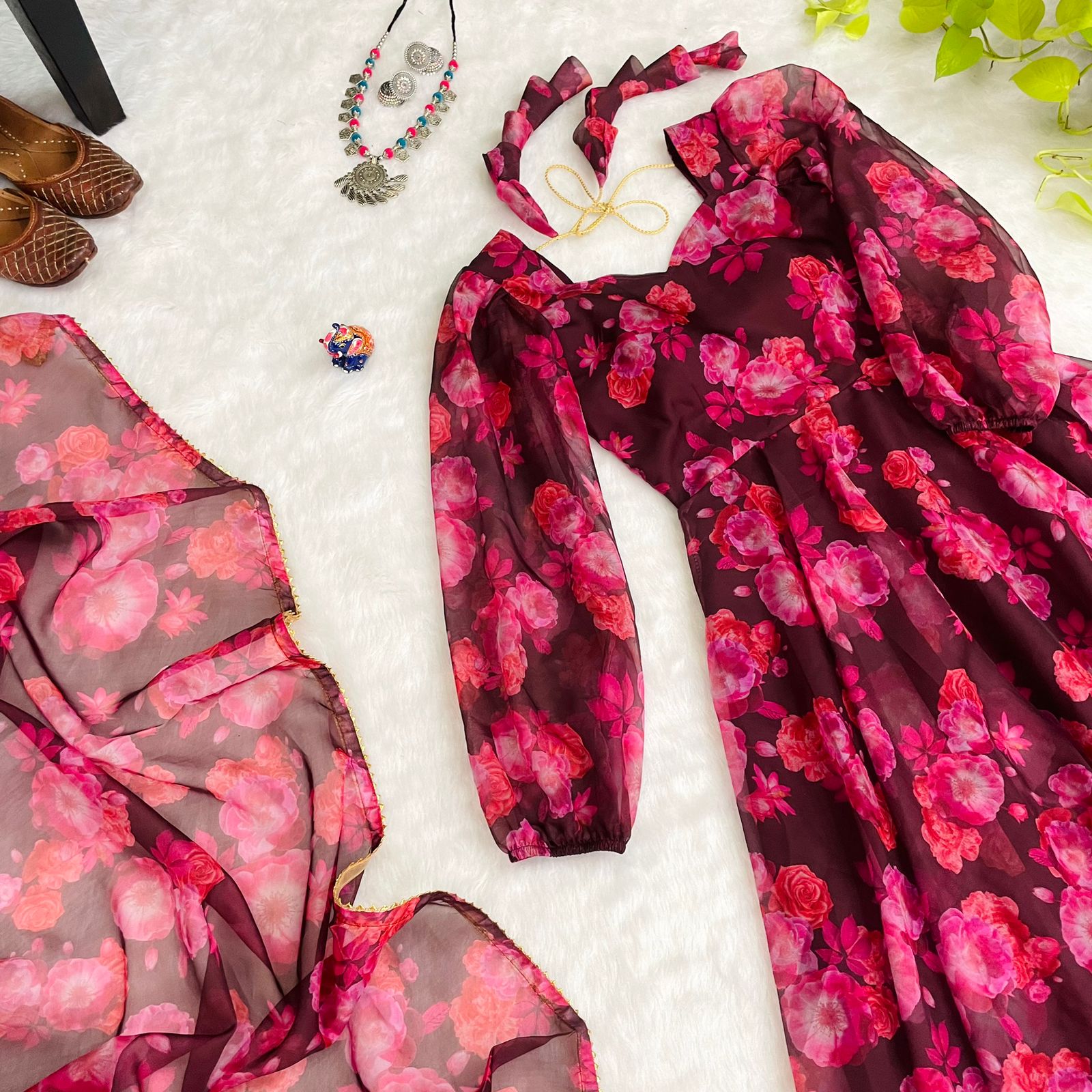 Party Wear Look Organza Taby Silk Gown