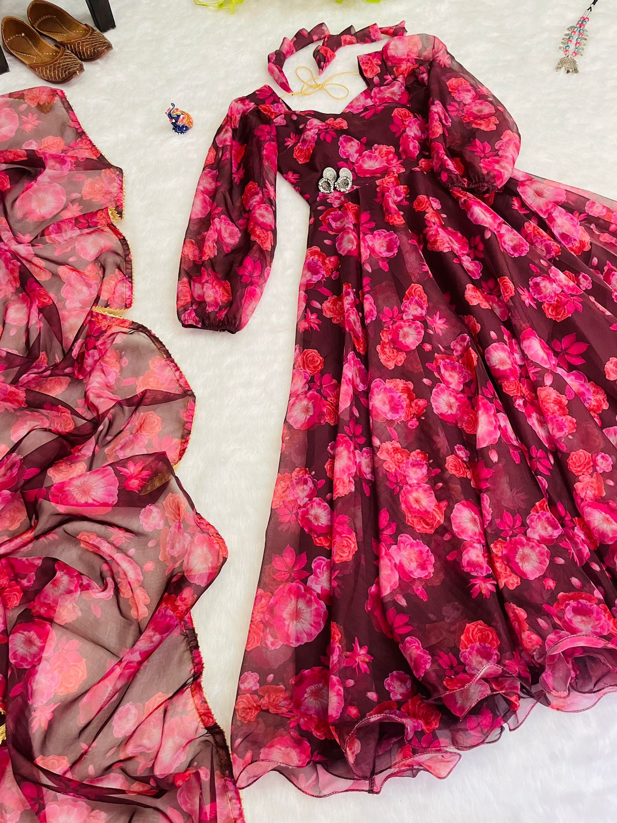 Party Wear Look Organza Taby Silk Gown