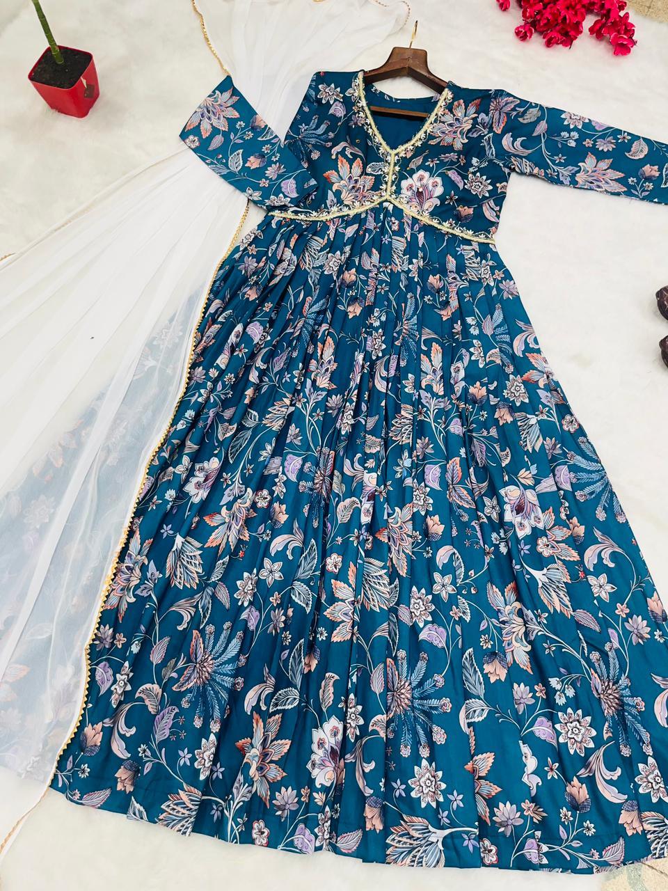 Party Wear Look Organza Taby Silk Gown