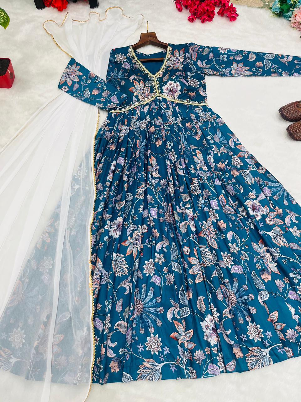 Party Wear Look Organza Taby Silk Gown