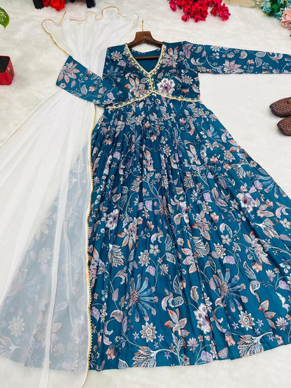 Party Wear Look Organza Taby Silk Gown