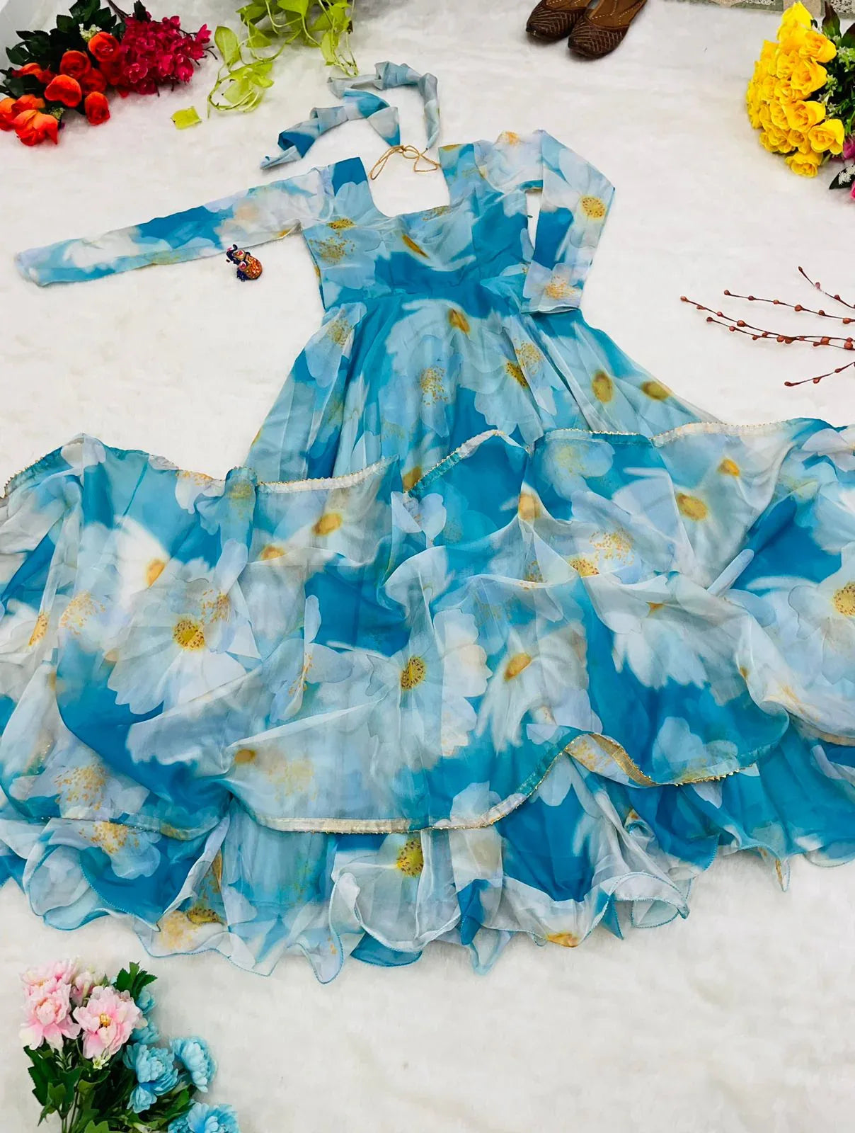 Party Wear Look Organza Taby Silk Gown