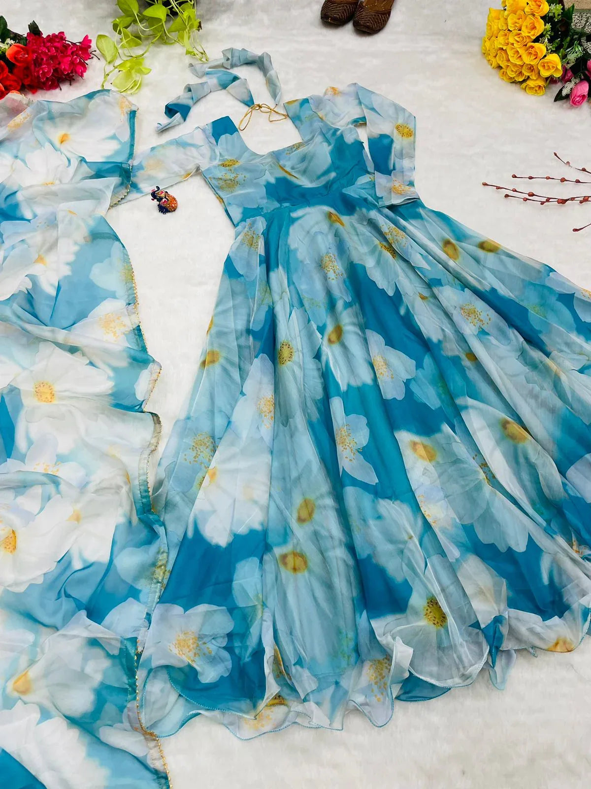 Party Wear Look Organza Taby Silk Gown