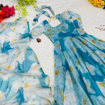 Party Wear Look Organza Taby Silk Gown