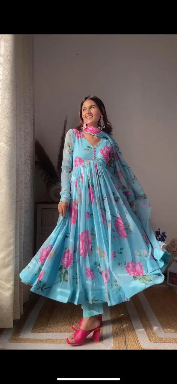 Party Wear Look Organza Taby Silk Gown