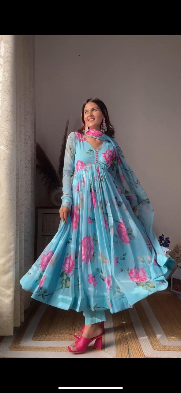 Party Wear Look Organza Taby Silk Gown