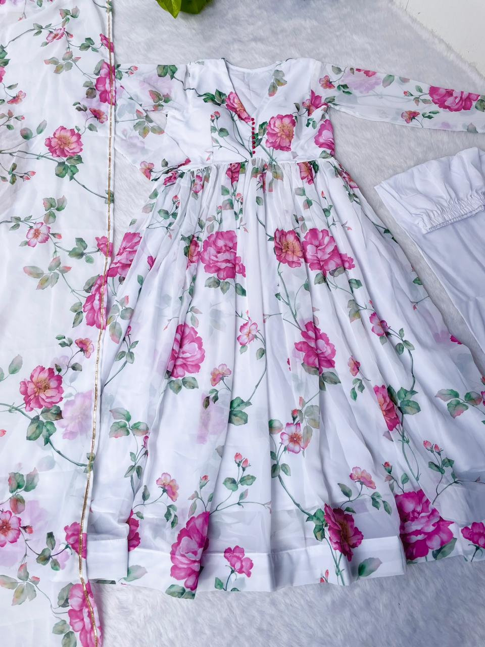 Party Wear Look Organza Taby Silk Gown