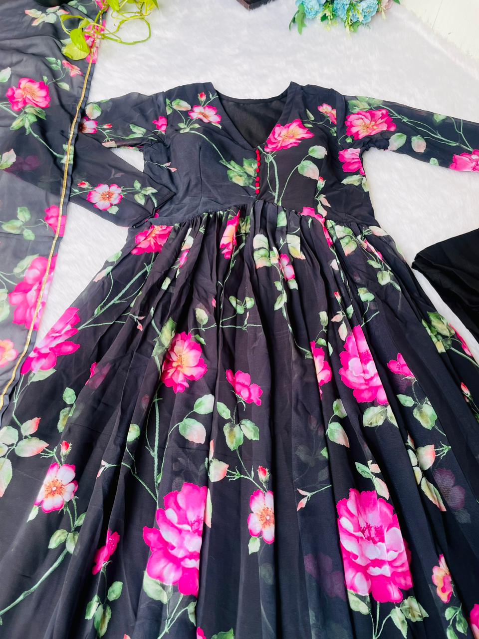 Party Wear Look Organza Taby Silk Gown